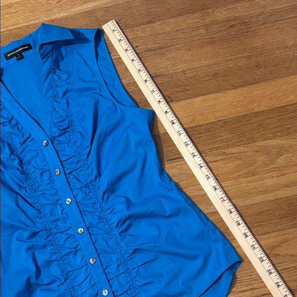 Express Blue Ruffle Blouse - S - Picture 6 of 7